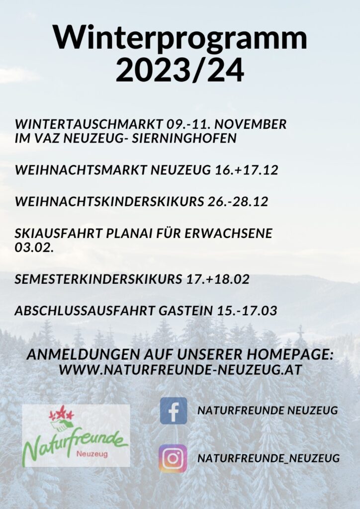 Naturfreunde Neuzeug - Winterprogramm 2023 2024